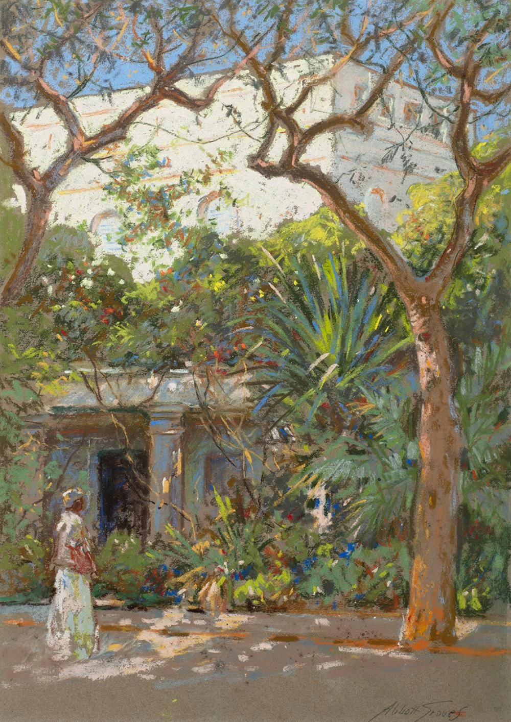 Abbott Fuller Graves-11-Donna che cammina lungo una spiaggia, c. 1909